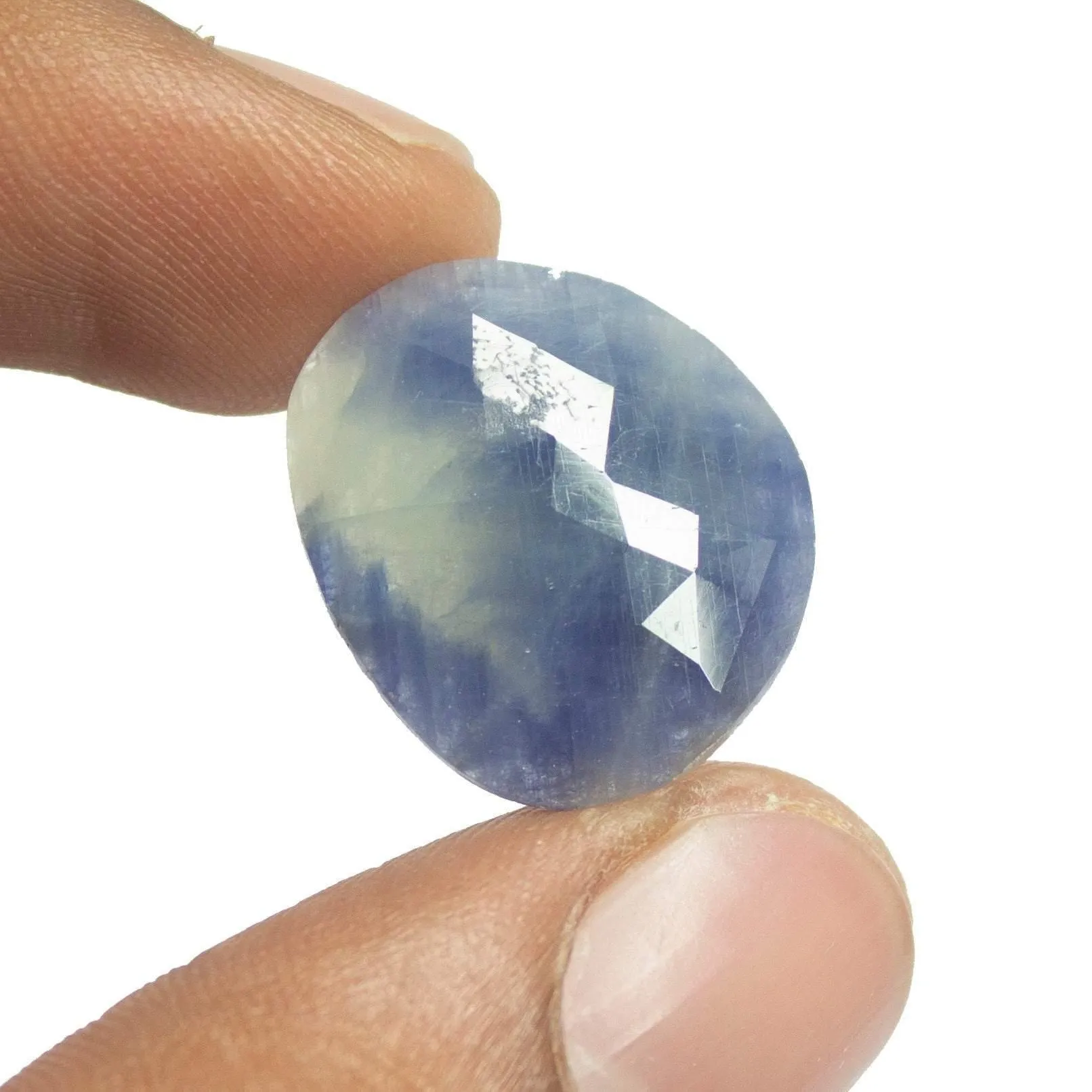 12 carats, 20x18mm, Natural Blue Sapphire Rose Cut Oval Loose Gemstone, Natural Blue Gemstone, Blue Sapphire, Sapphire Gemstone