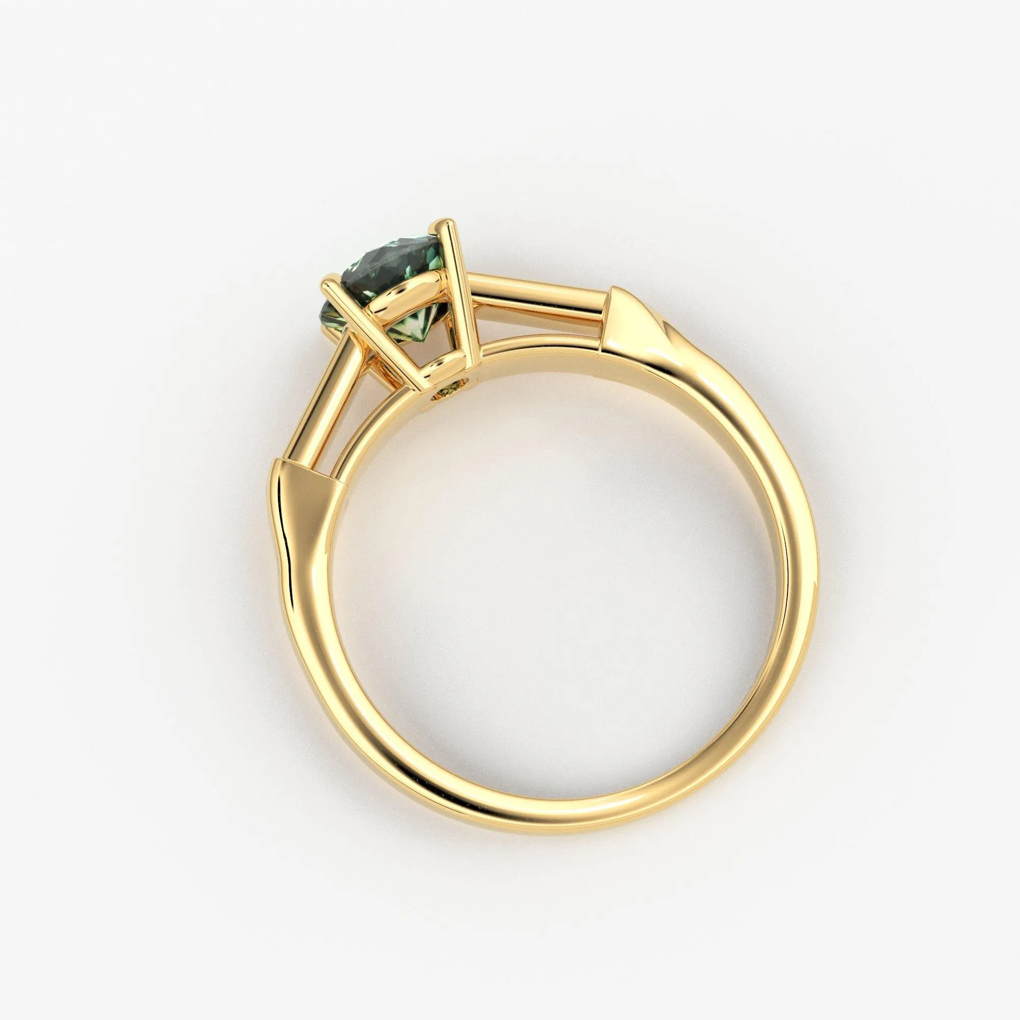 1.412 Carat Round Cut Green Sapphire Luxury Ring / Unique White Gold Sapphire Ring / Engagement Ring / Teal Sapphire Diamond Cocktail Ring