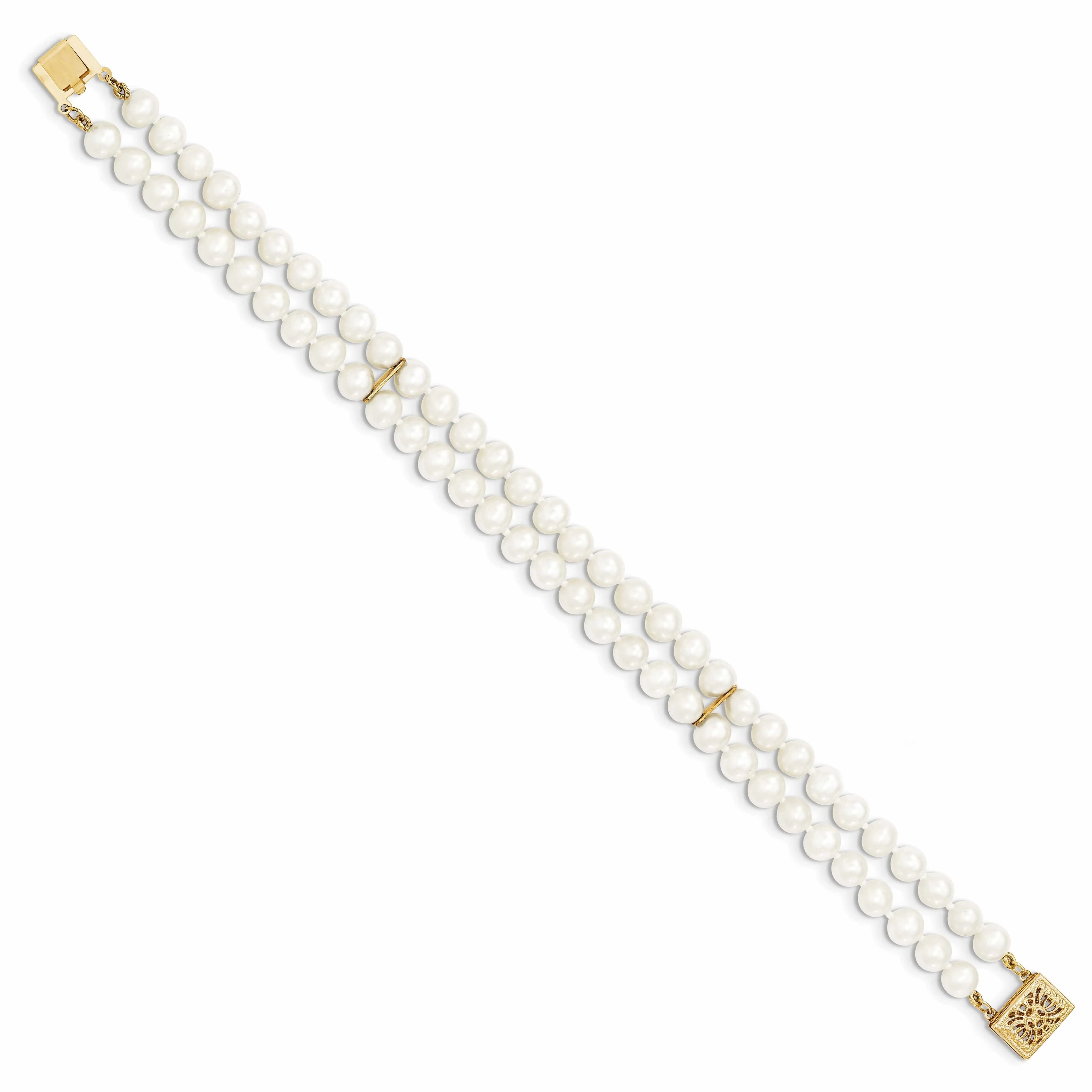 14k Gold 2 Strand Cultured Pearl Bracelet