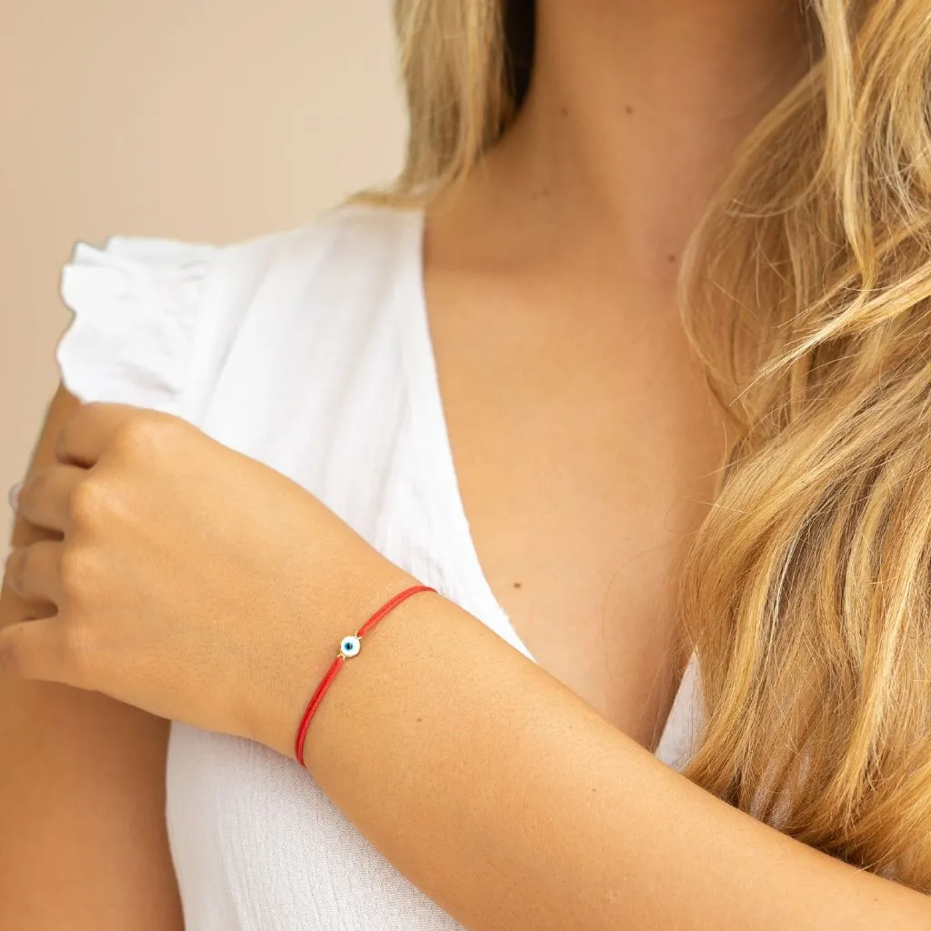 14K Gold Vermeil Evil Eye Red String Protection Bracelet