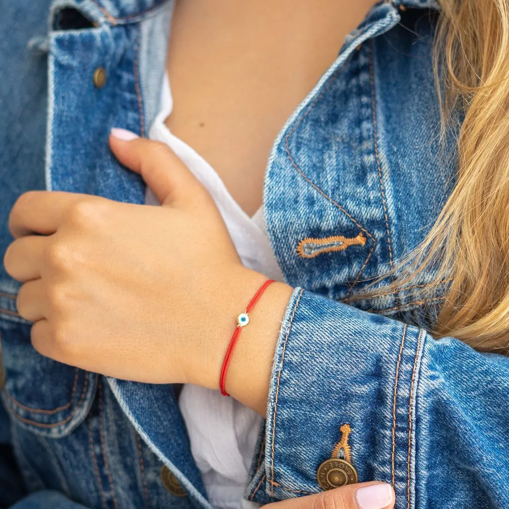 14K Gold Vermeil Evil Eye Red String Protection Bracelet