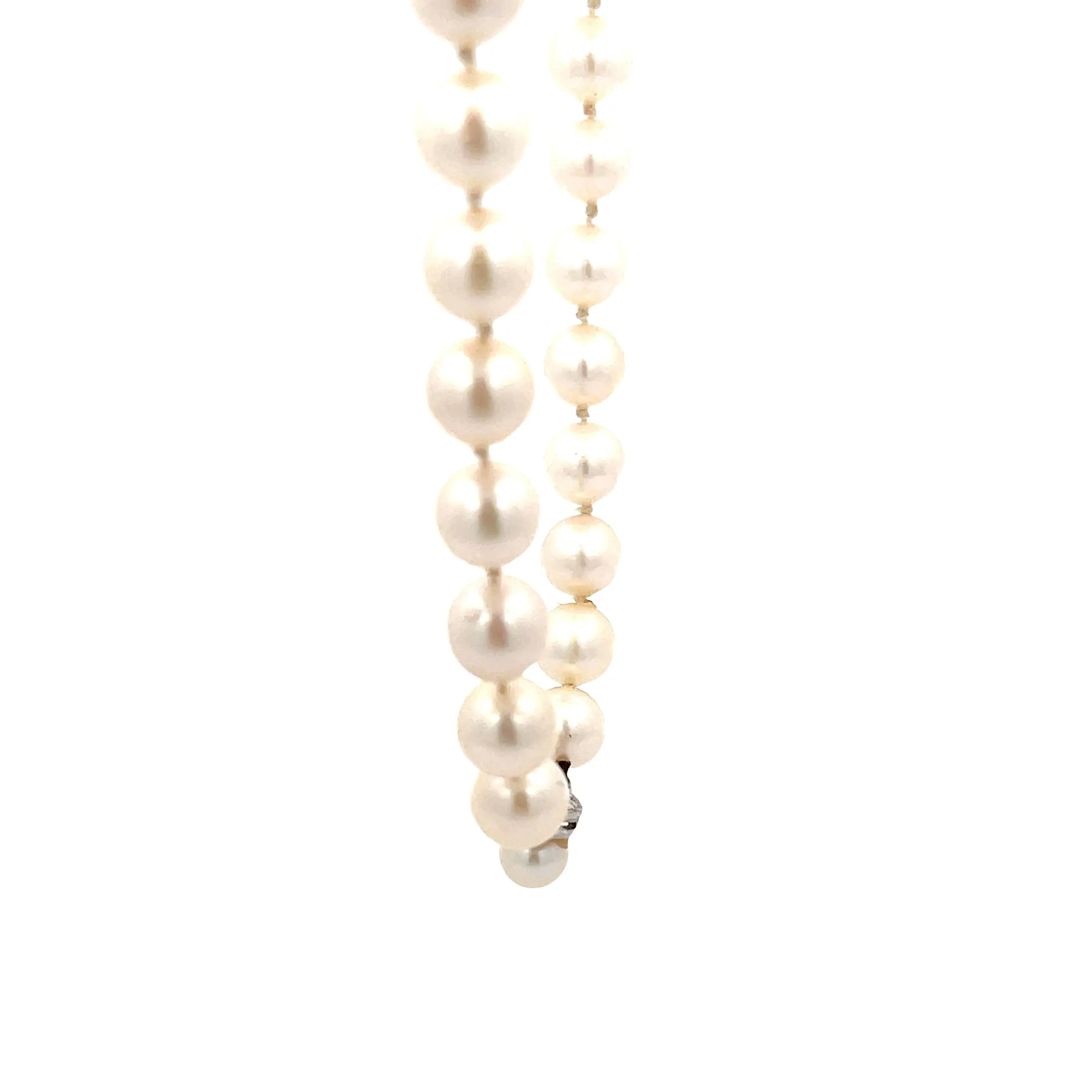 14k White Gold Cultured Saltwater Akoya Pearl Necklace 8mm Certified By GIA  #2185657562