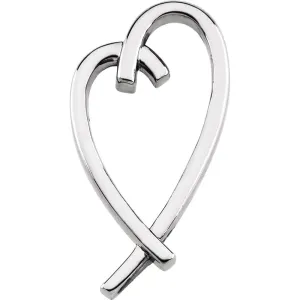 14k White Gold Heart Pendant Slide