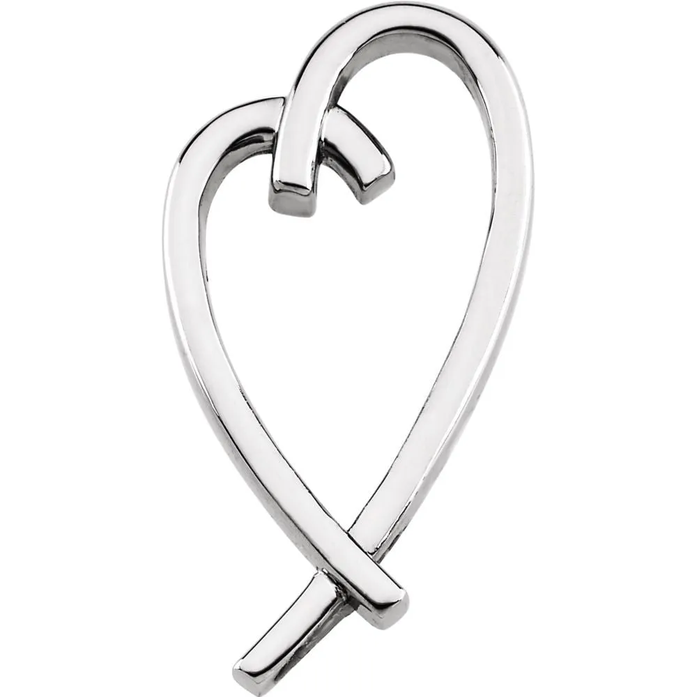 14k White Gold Heart Pendant Slide