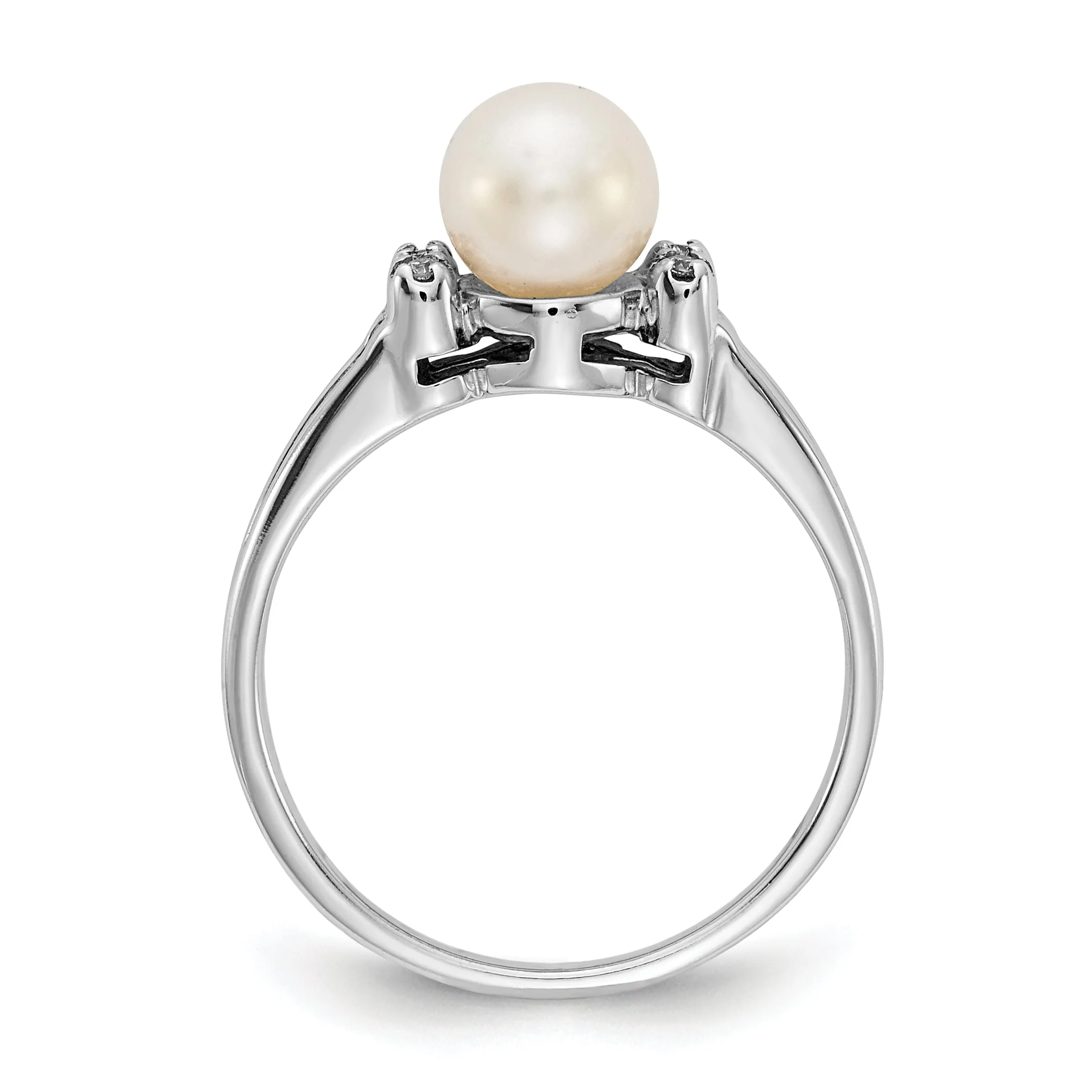 14k White Gold Pearl Diamond Ring