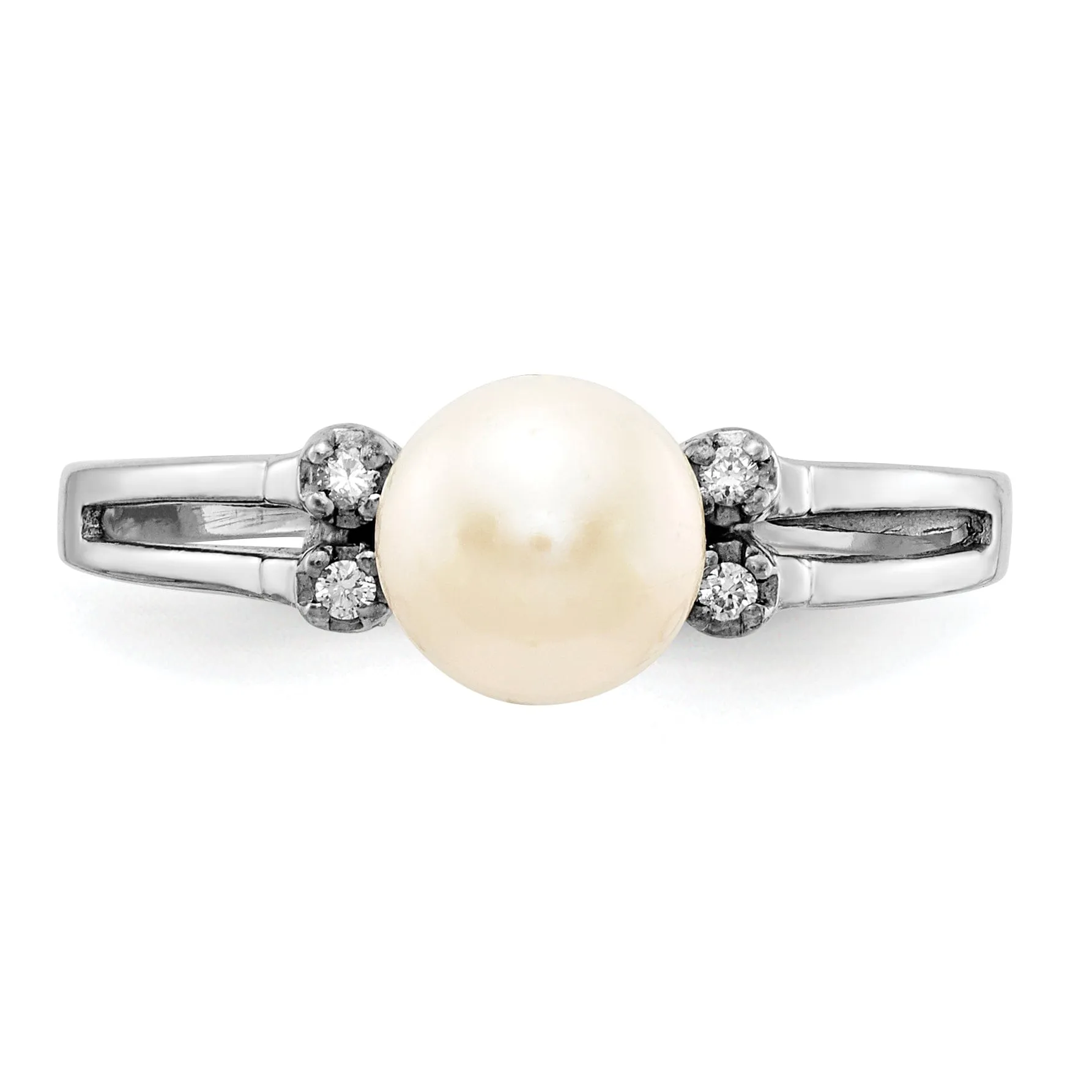 14k White Gold Pearl Diamond Ring