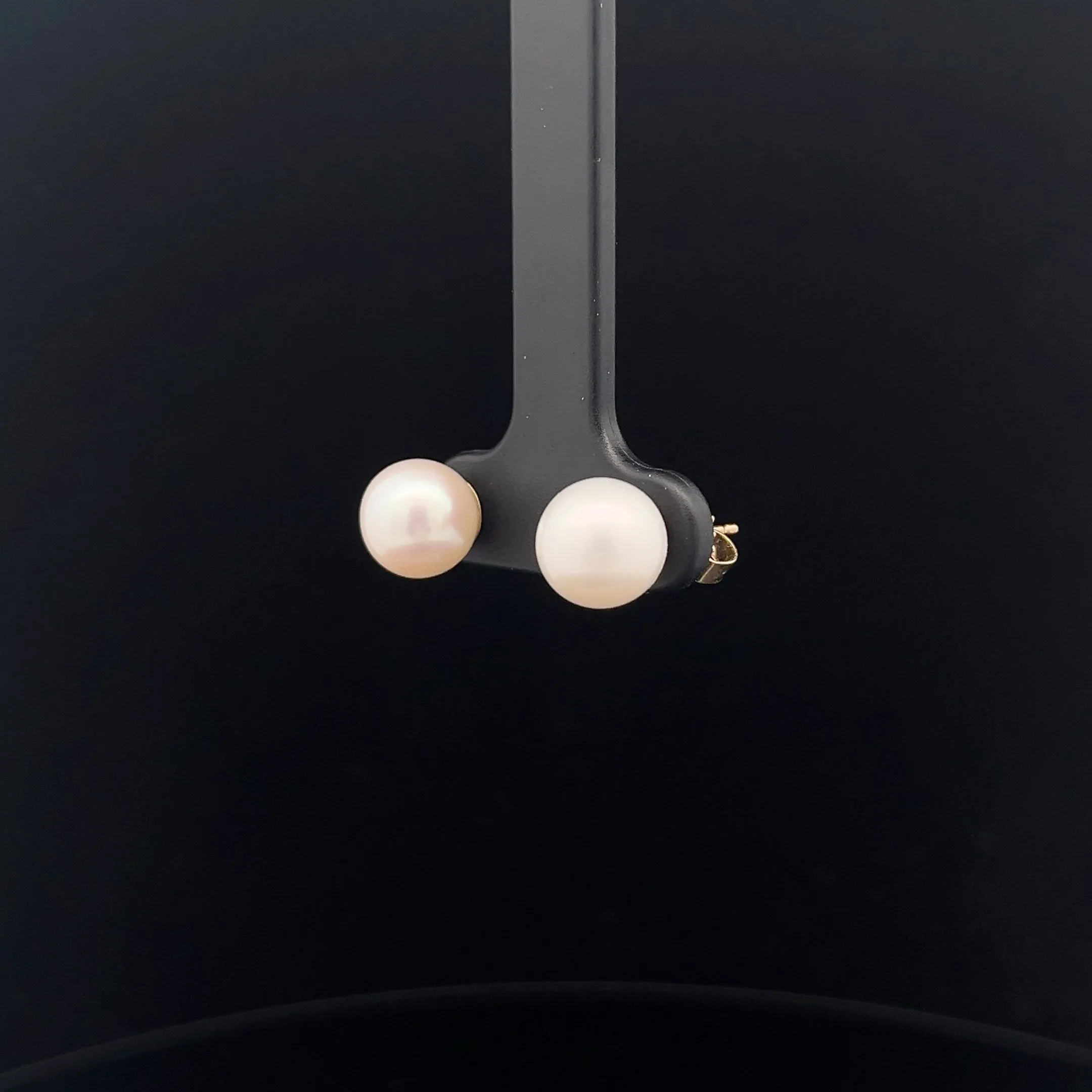 14k Yellow Gold Pearl 8mm Fresh Water Pink or White  Stud Earrings