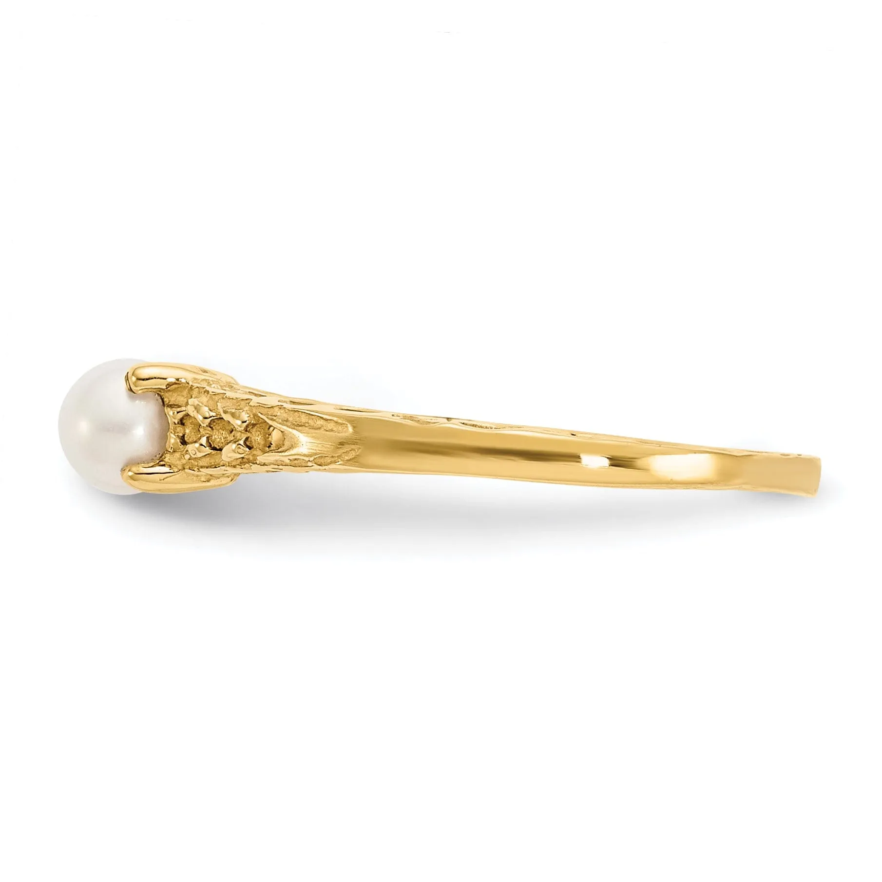 14k Yellow Gold Pearl Birthstone Baby Ring