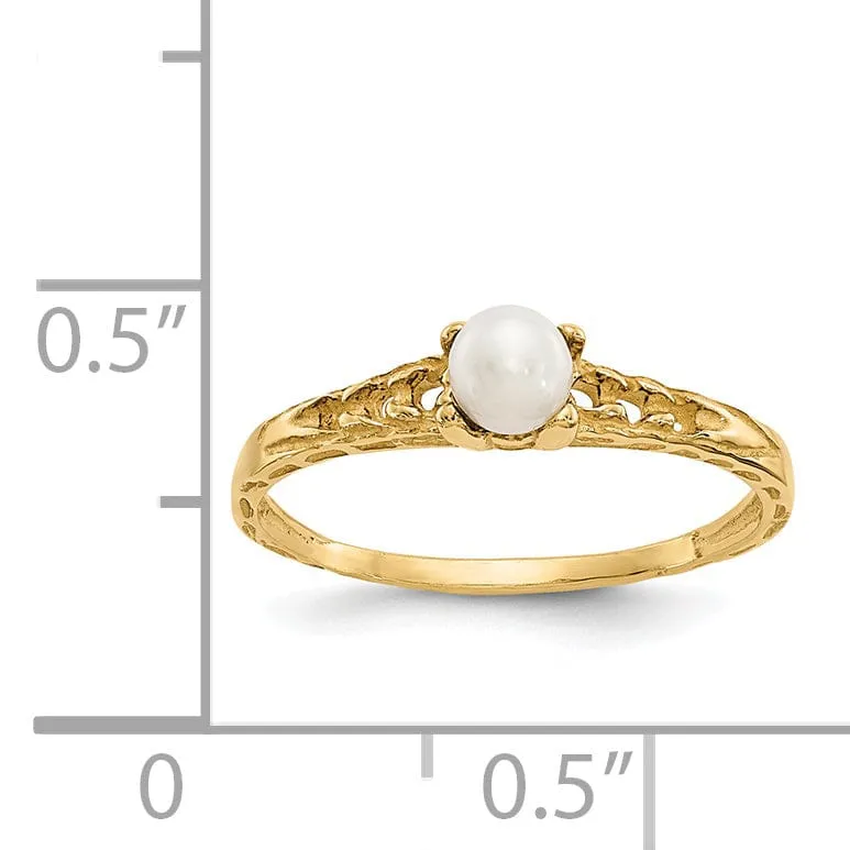 14k Yellow Gold Pearl Birthstone Baby Ring