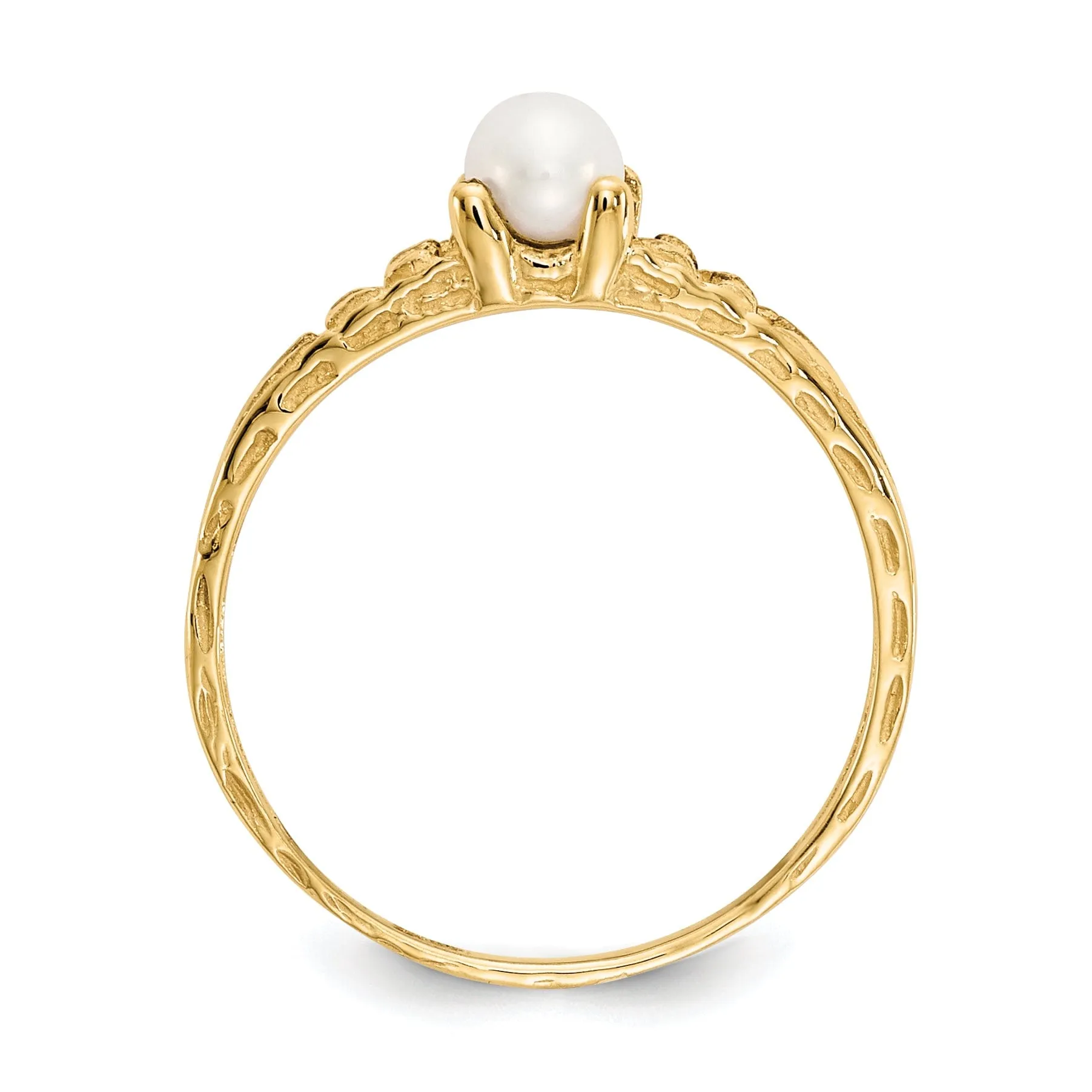 14k Yellow Gold Pearl Birthstone Baby Ring