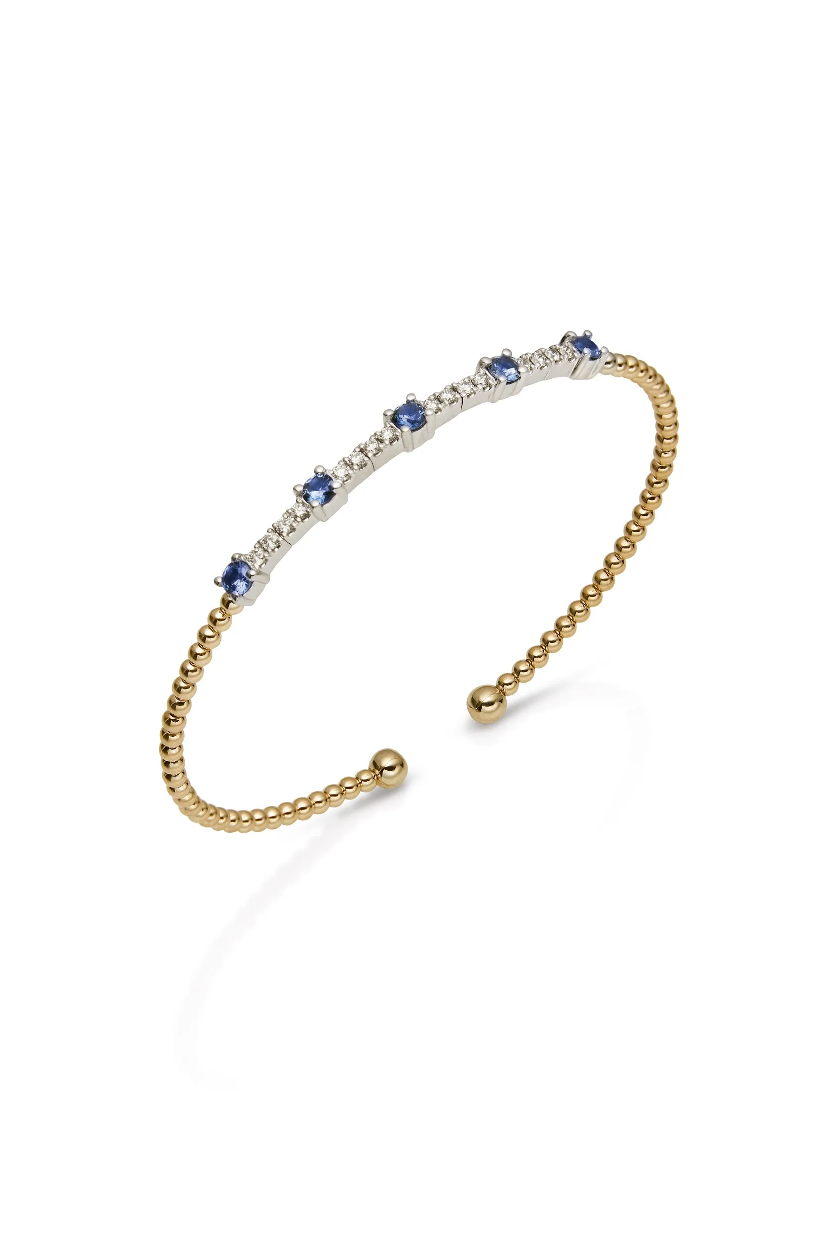14KW Bujukan Diamond and Blue Sapphire Cuff Bracelet