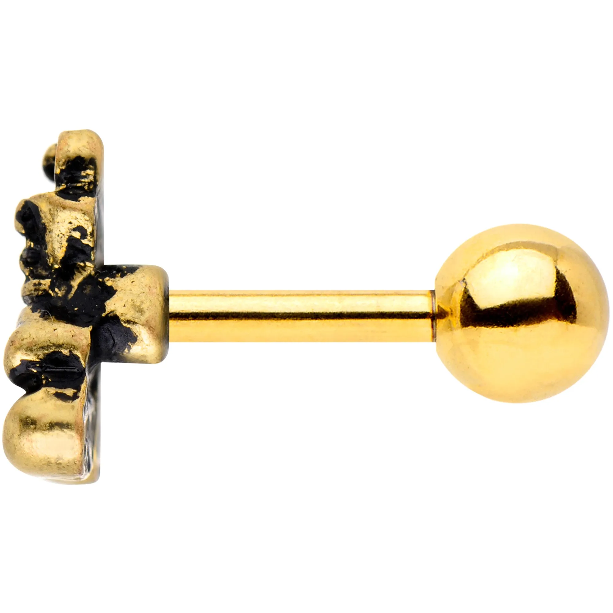 16 Gauge 1/4 Gold Tone Boxing Gloves Cartilage Tragus Earring