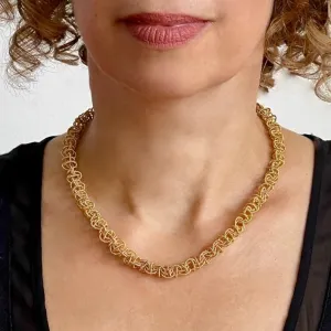 18.5" Handcrafted 24K Gold Vermeil 10mm Saturn Necklace with Toggle Clasp