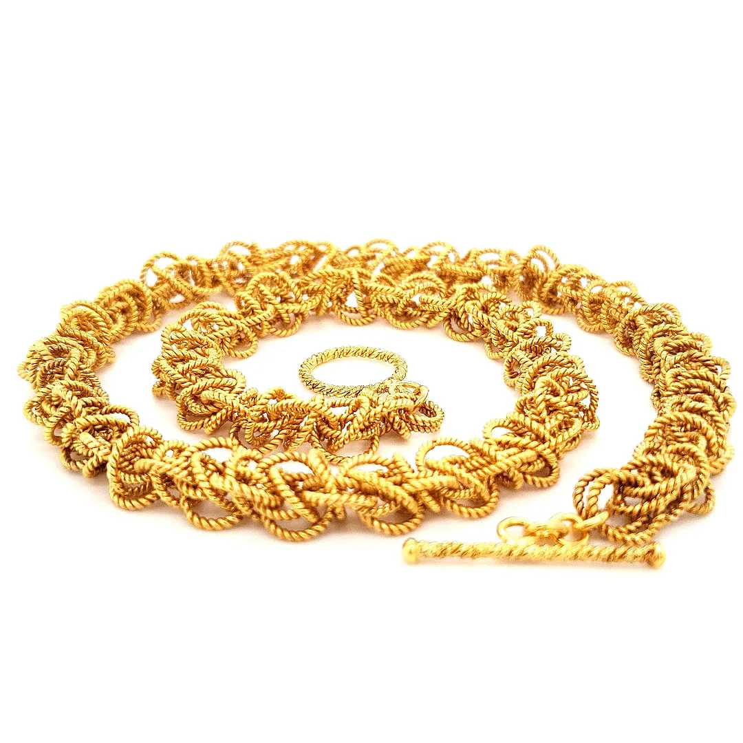 18.5" Handcrafted 24K Gold Vermeil 10mm Saturn Necklace with Toggle Clasp