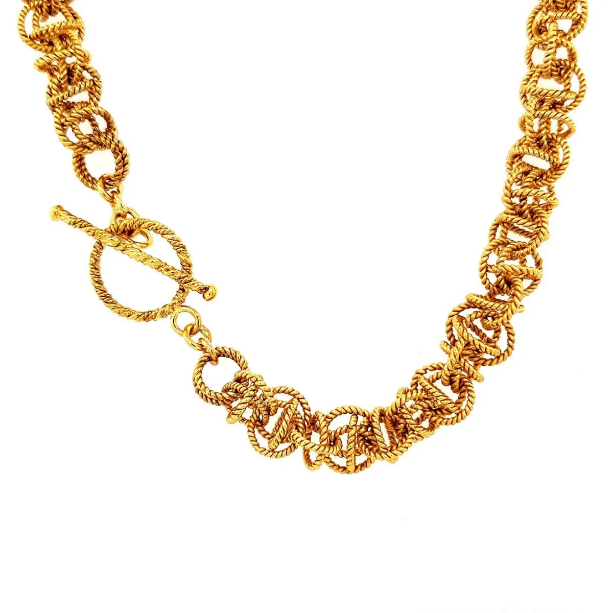 18.5" Handcrafted 24K Gold Vermeil 10mm Saturn Necklace with Toggle Clasp
