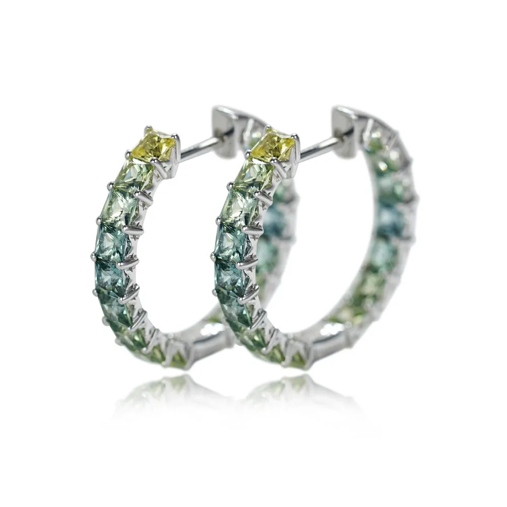 18k Gold Custom Cushion Cut Large Hoop Earrings