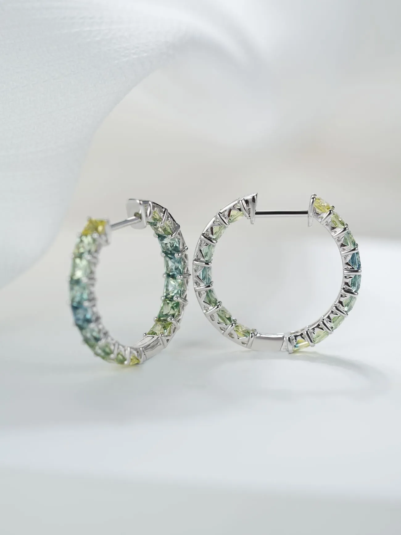 18k Gold Custom Cushion Cut Large Hoop Earrings