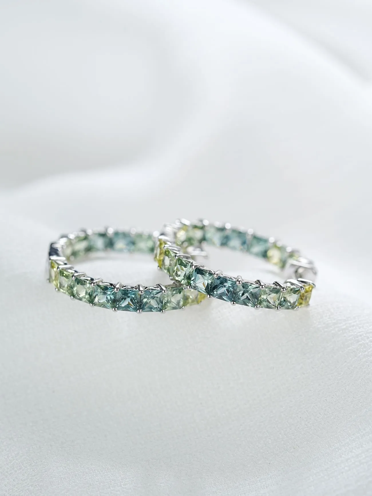 18k Gold Custom Cushion Cut Large Hoop Earrings