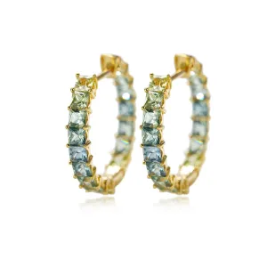 18k Gold Custom Cushion Cut Large Hoop Earrings