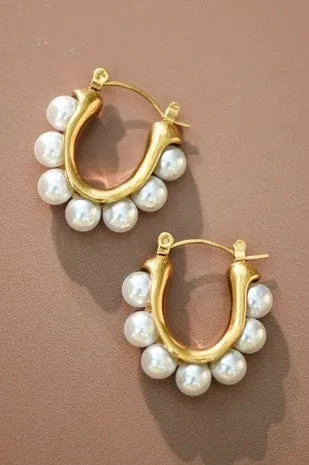 18K Gold Dipped Pearl Hoops