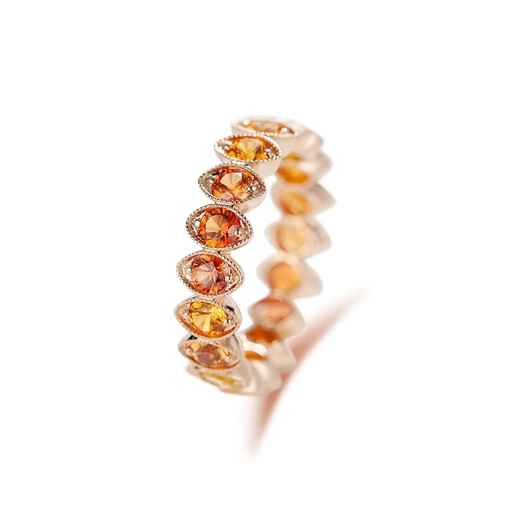 18K Gold Round Cut Gradient Ring