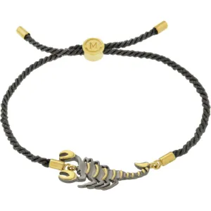 18k Yellow Gold Vermeil & Black Rhodium-Plated Scorpion Black Satin 8" Bracelet for Passion