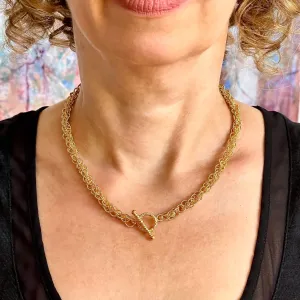 18" Handcrafted 24K Gold Vermeil 7mm Spinner Necklace with Toggle Clasp