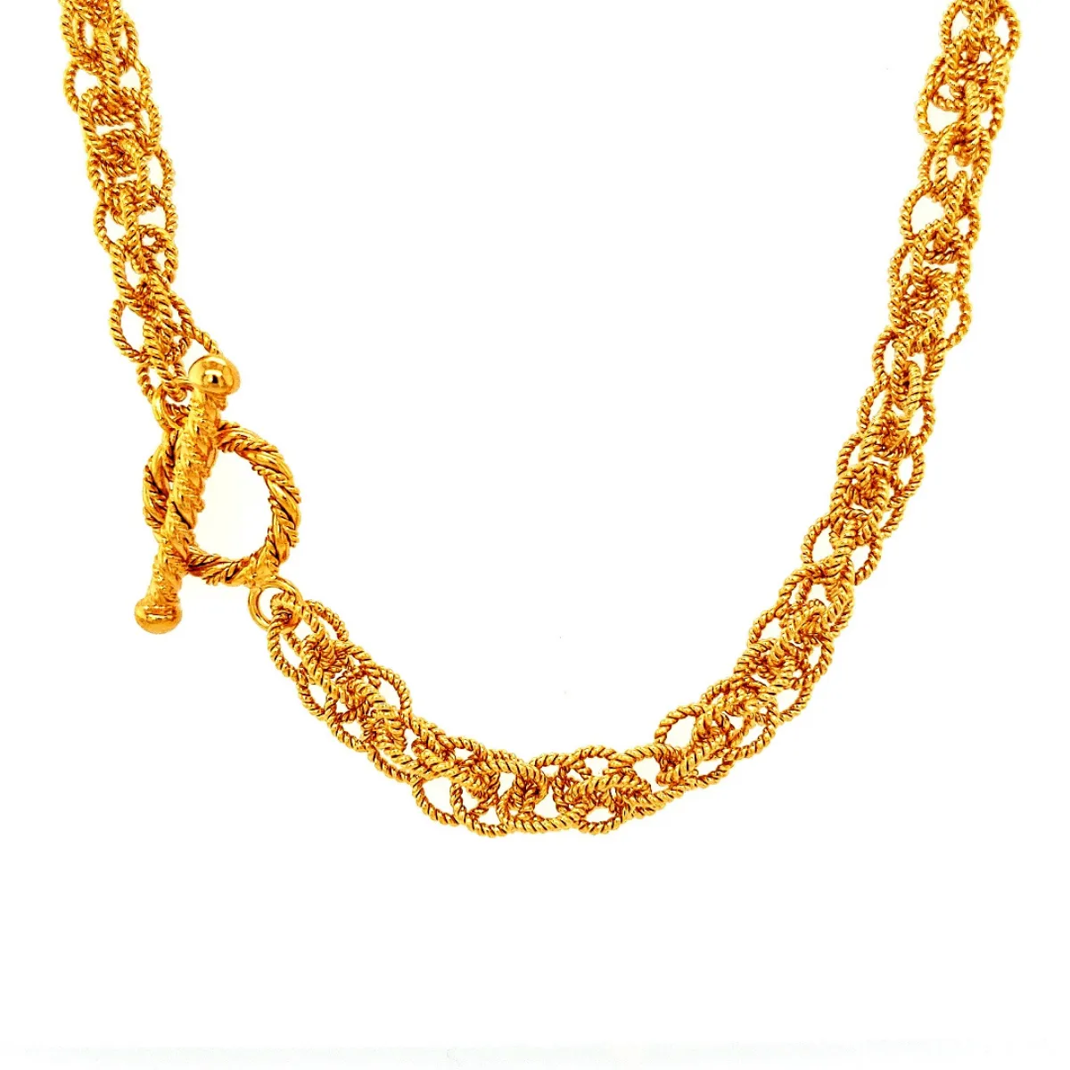 18" Handcrafted 24K Gold Vermeil 7mm Spinner Necklace with Toggle Clasp