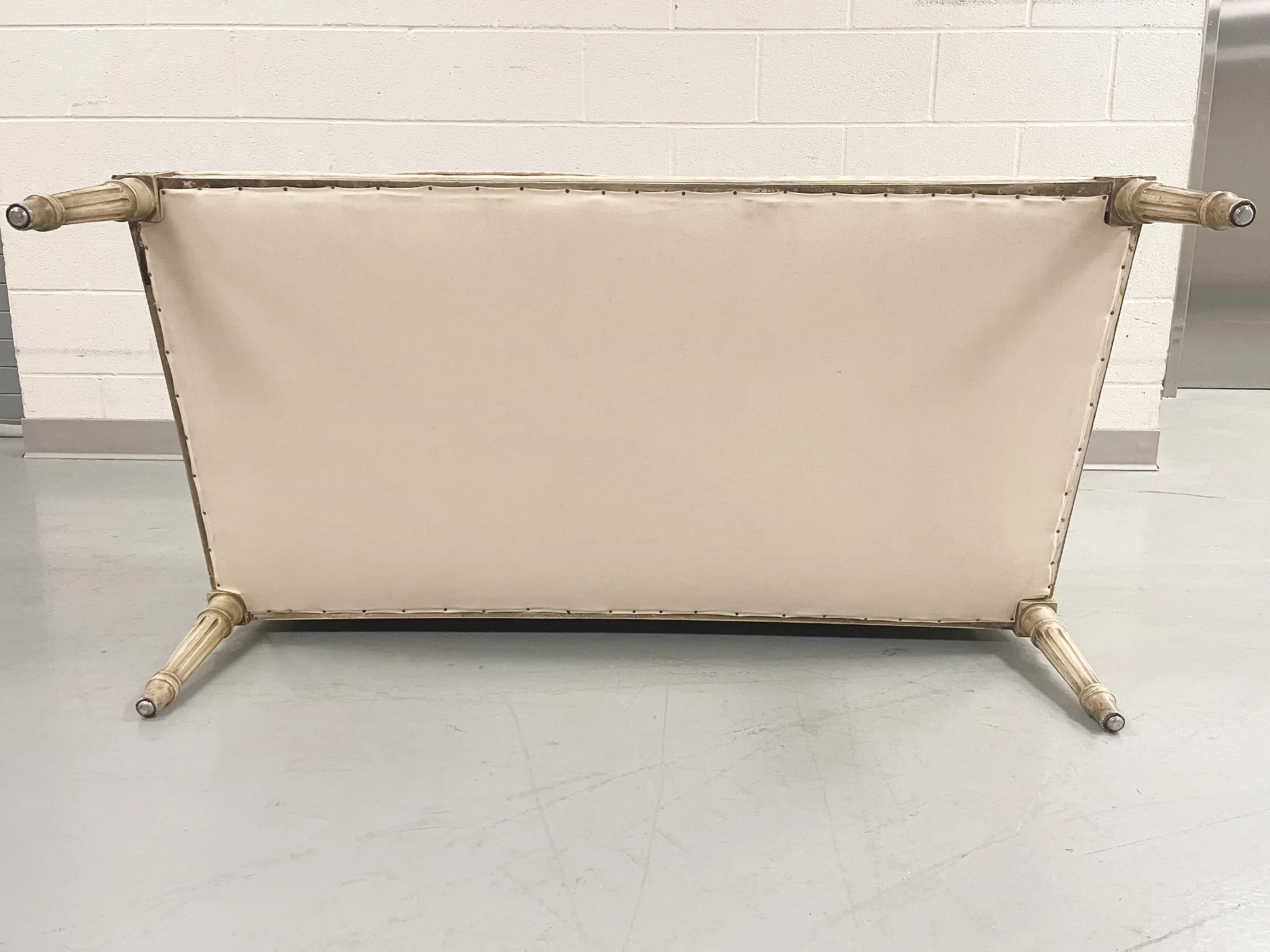 1920s Louis XVI Style Settee in Ecru Leather