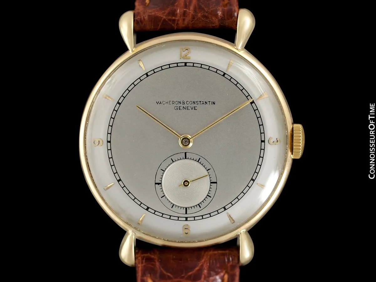 1940's Vacheron & Constantin Vintage Mens Watch, Large Size with Tear Drop Lugs - 18K Gold