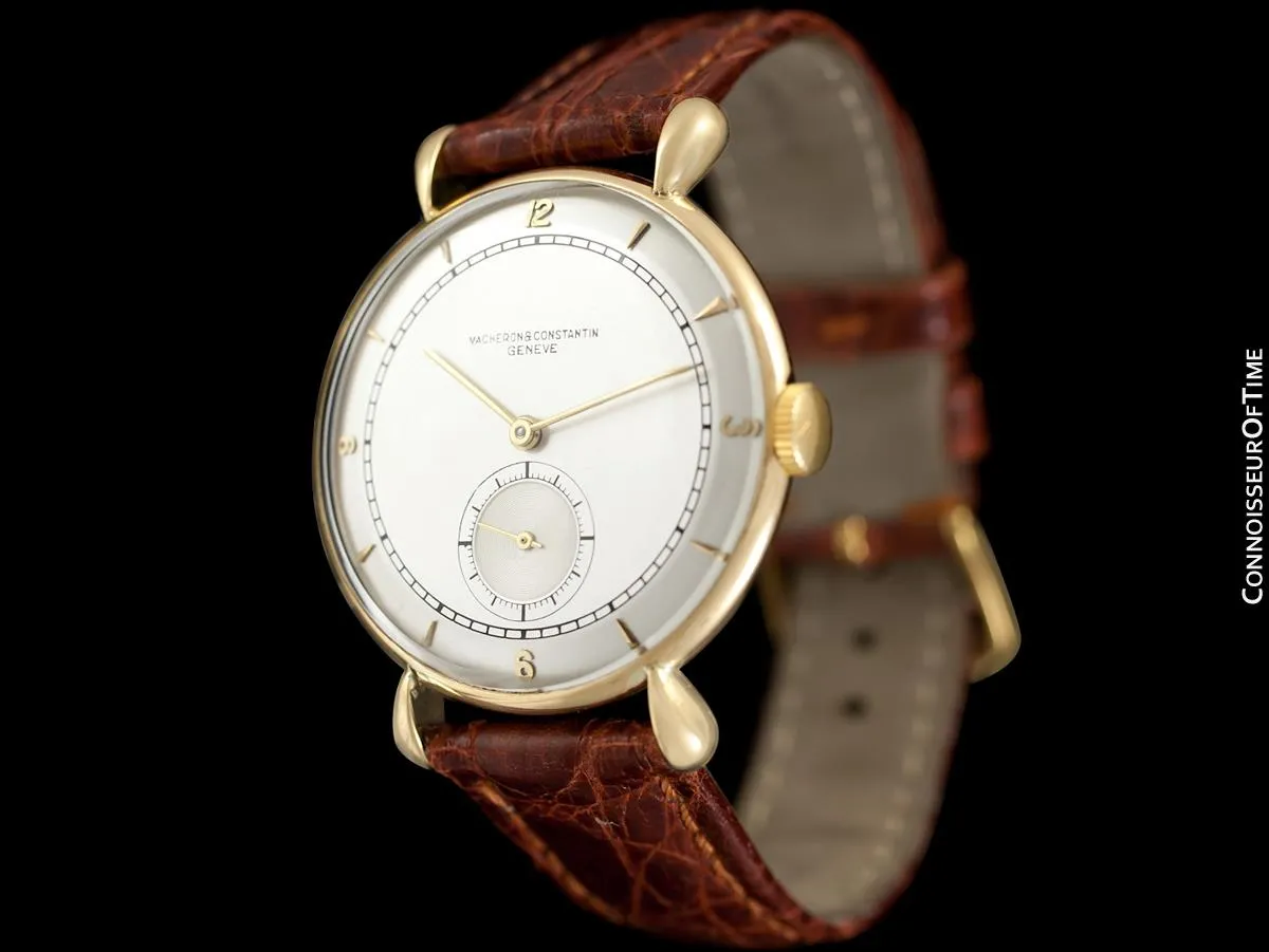 1940's Vacheron & Constantin Vintage Mens Watch, Large Size with Tear Drop Lugs - 18K Gold