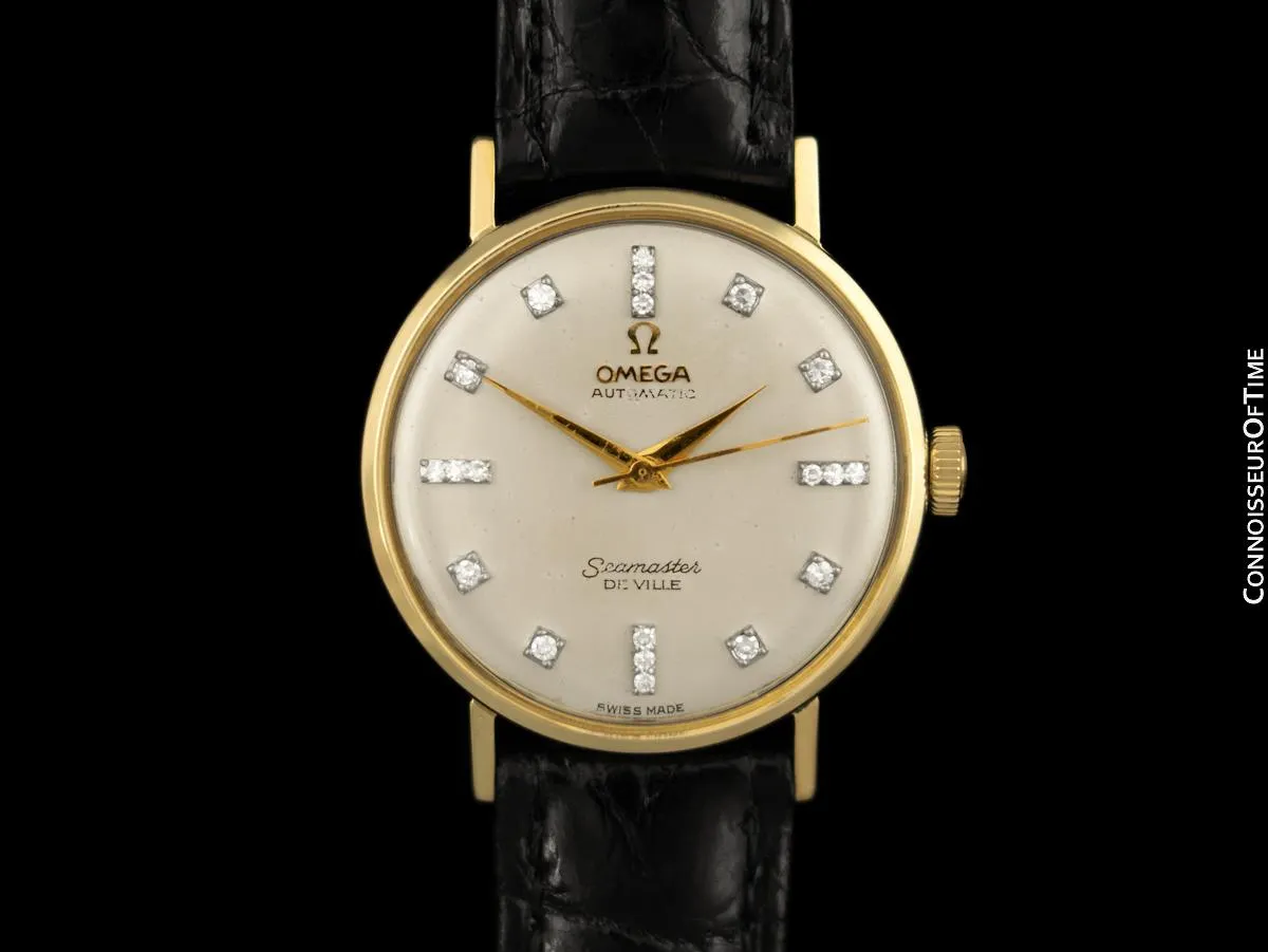 1960 Omega Seamaster Vintage Mens Watch - 14K Gold & Factory Omega Diamonds