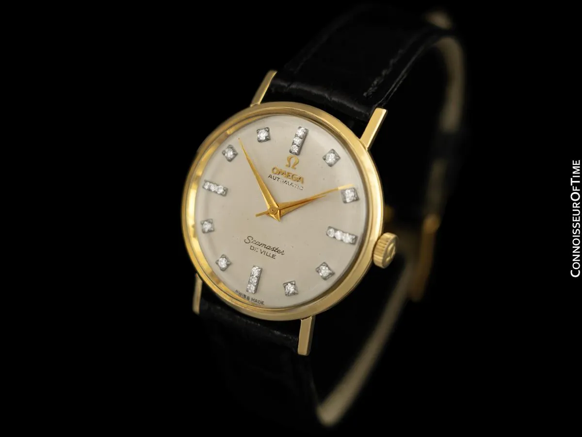 1960 Omega Seamaster Vintage Mens Watch - 14K Gold & Factory Omega Diamonds