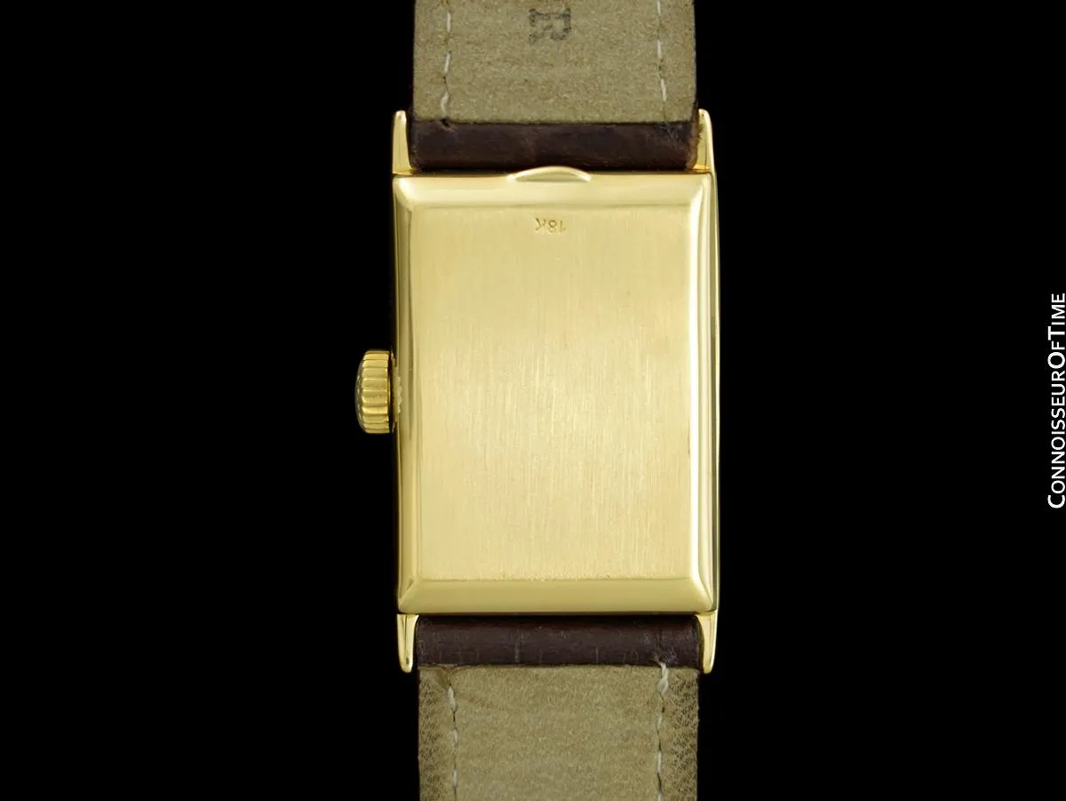 1960's Patek Philippe Vintage Mens Rectangular Watch with Bregeut Dial - 18K Gold