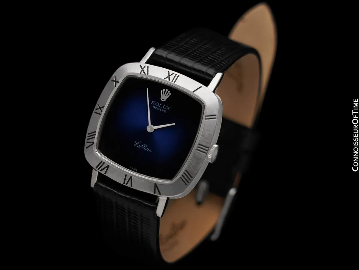 1970 Rolex Cellini Vintage Mens Midsize Handwound TV Watch, Ref. 3830 - 18K White Gold