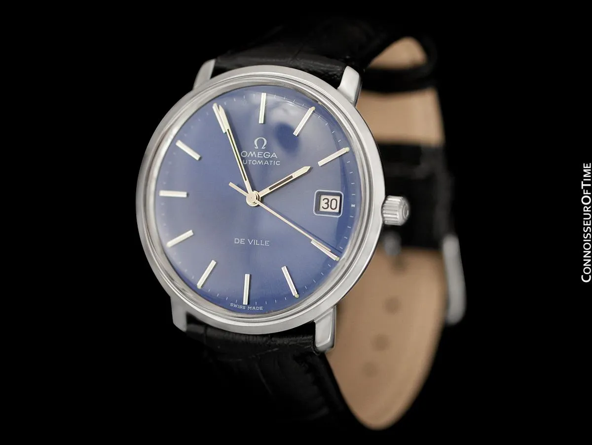 1972 Omega De Ville Vintage Mens Full Size Automatic Watch with Date - Stainless Steel