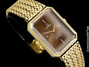 1973 Omega De Ville Mens "Emerald" Modern Watch with Brown Bronze Dial By Andrew Grima - 18K Gold Plated & Stainless Steel