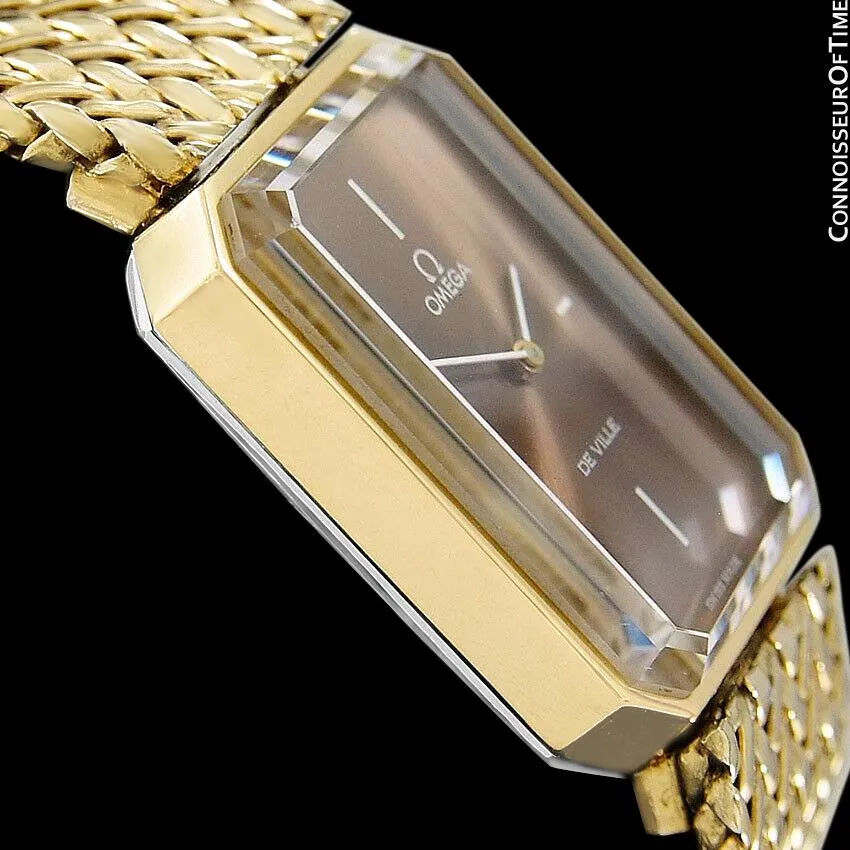 1973 Omega De Ville Mens "Emerald" Modern Watch with Brown Bronze Dial By Andrew Grima - 18K Gold Plated & Stainless Steel