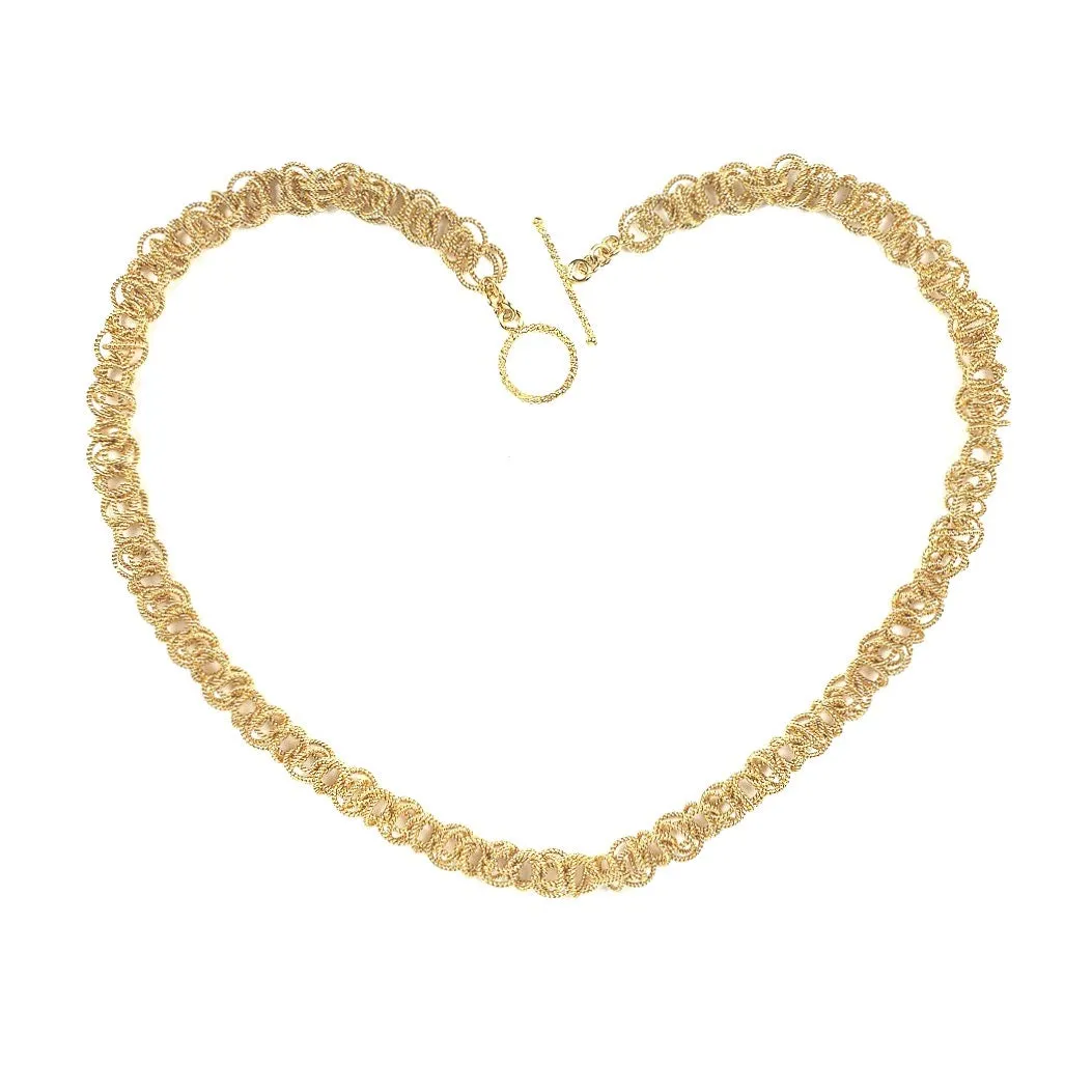 19.75" Handcrafted 24K Gold Vermeil 10mm Saturn Necklace with Toggle Clasp