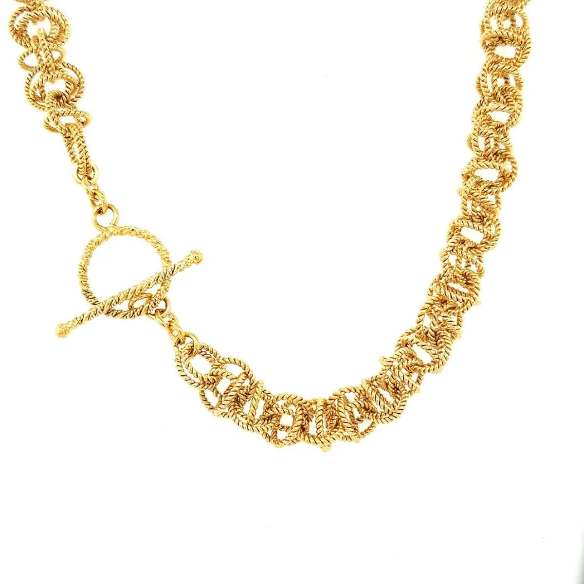 19.75" Handcrafted 24K Gold Vermeil 10mm Saturn Necklace with Toggle Clasp