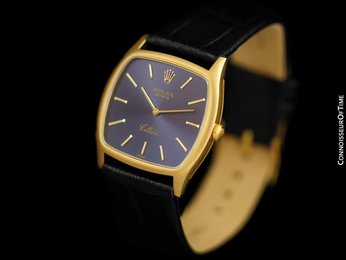 1976 Rolex Cellini Vintage Mens Handwound TV Shaped Dress Watch, Ref. 3805 - 18K Gold
