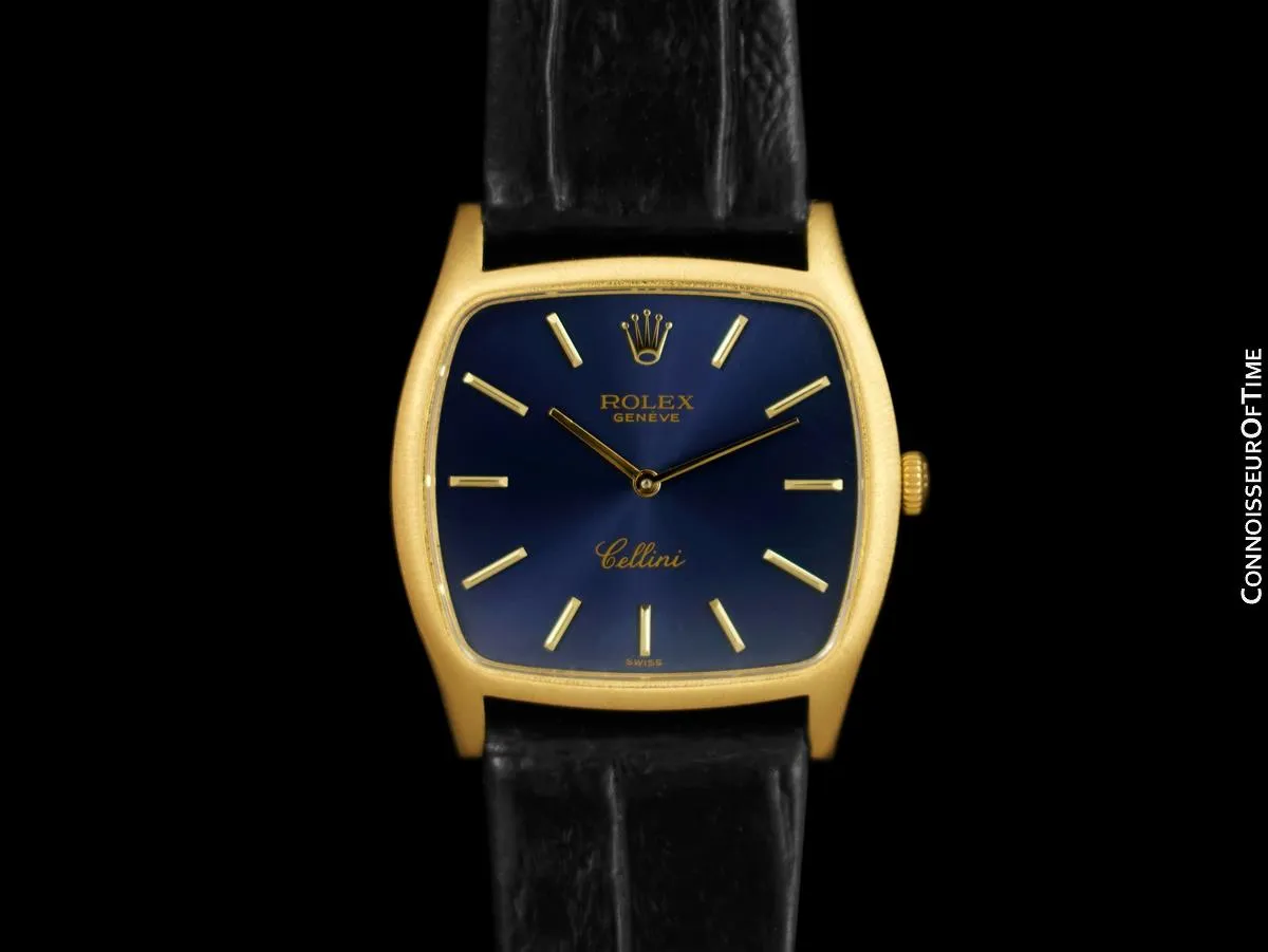 1976 Rolex Cellini Vintage Mens Handwound TV Shaped Dress Watch, Ref. 3805 - 18K Gold