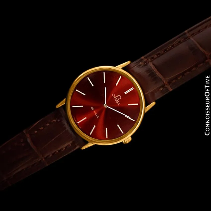 1978 Omega De Ville Vintage Mens Midsize Ultra Thin Dress Watch - 18K Gold Plated