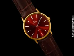 1978 Omega De Ville Vintage Mens Midsize Ultra Thin Dress Watch - 18K Gold Plated