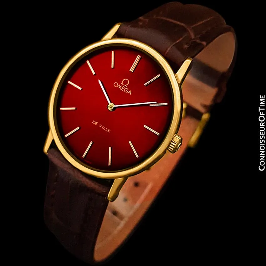 1978 Omega De Ville Vintage Mens Midsize Ultra Thin Dress Watch - 18K Gold Plated