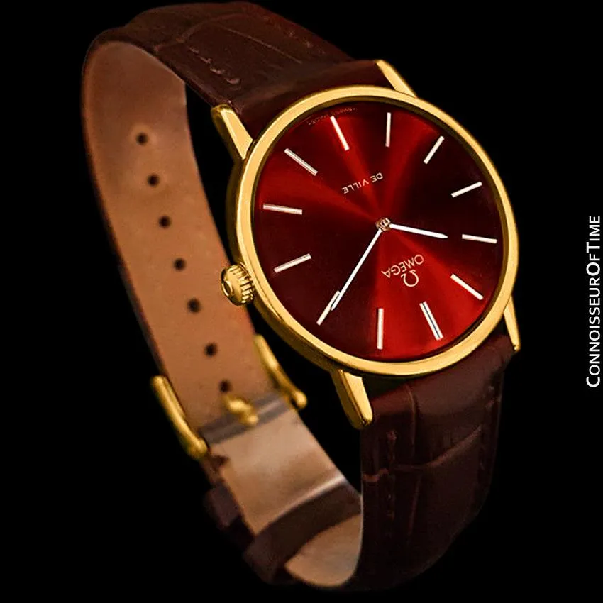 1978 Omega De Ville Vintage Mens Midsize Ultra Thin Dress Watch - 18K Gold Plated
