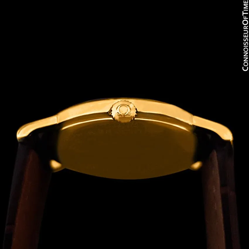 1978 Omega De Ville Vintage Mens Midsize Ultra Thin Dress Watch - 18K Gold Plated