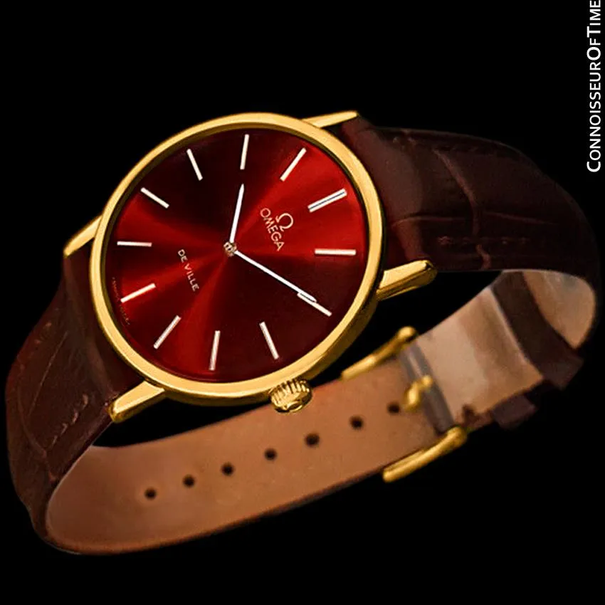 1978 Omega De Ville Vintage Mens Midsize Ultra Thin Dress Watch - 18K Gold Plated