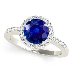 2.40 ct. Genuine Blue Sapphire Halo Ring Gallery Work