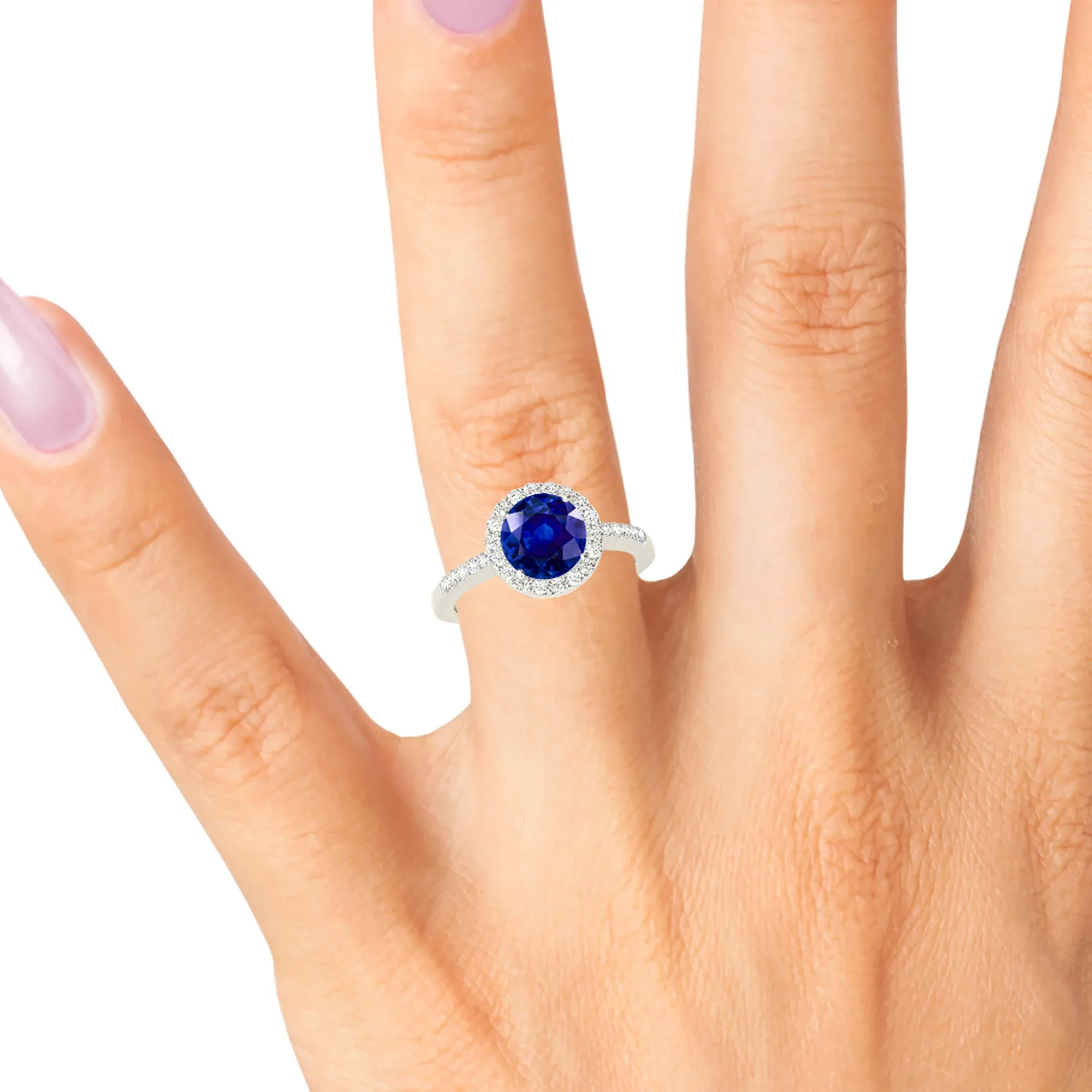 2.40 ct. Genuine Blue Sapphire Halo Ring Gallery Work